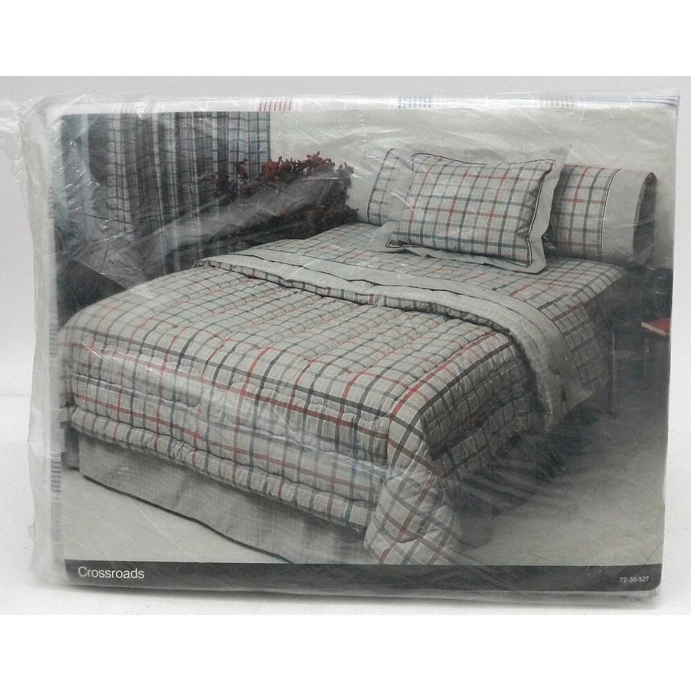 Vintage JCPenney Twin Flat Sheet Percale Cotton Blend Floral Plaid Retro 1980s